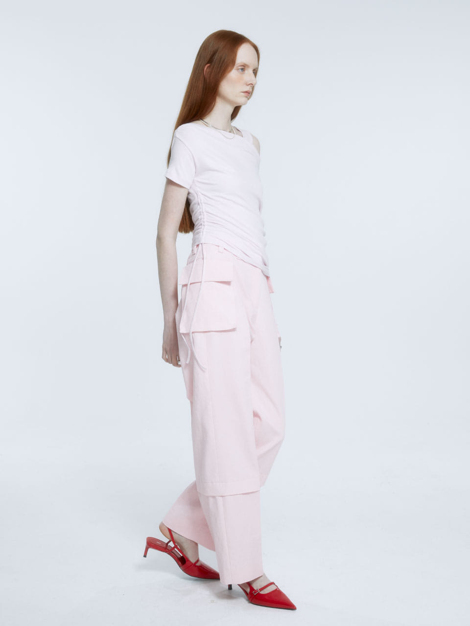 NATION Pocket Embroidery Straight Fit Denim Pants_Pink