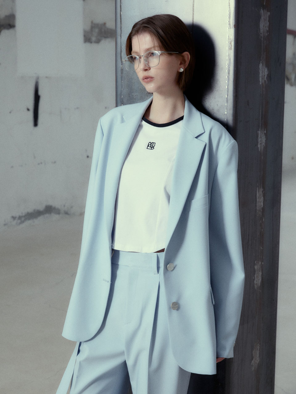 [ESSENTIEL] PIANO Classic Two-Button Oversized Jacket_Sky Blue