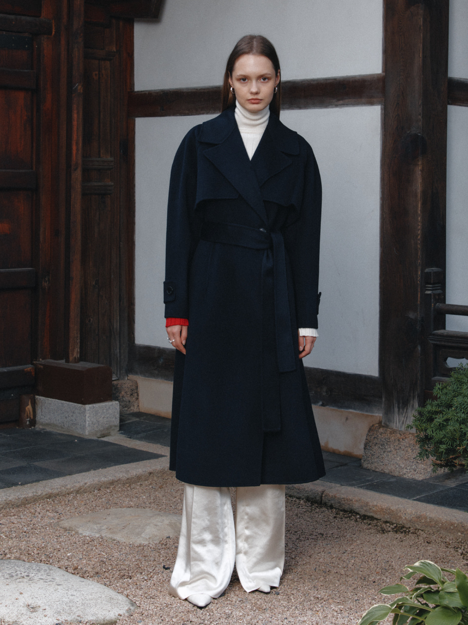 [Signature] DIANA Cashmere Blended Handmade Trench Coat_Royal Navy