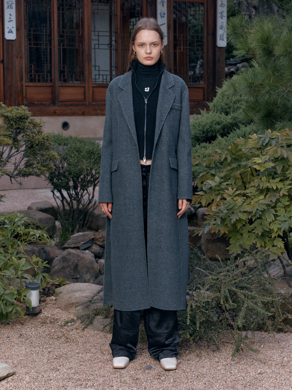 HADID Tailored Cashmere Blended Handmade Coat_Gray
