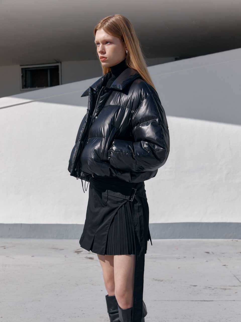 ADEL Accordion pleats Mini Skirt_Black
